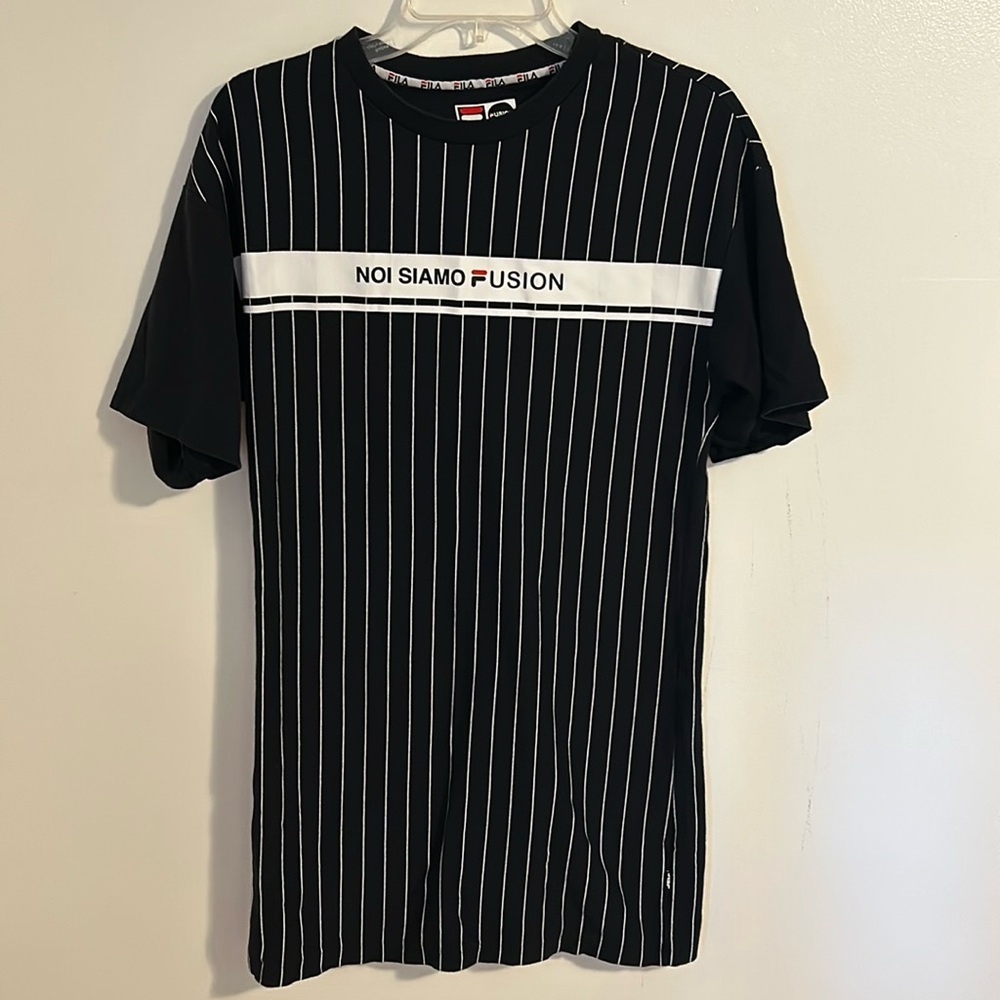 Fila Fusion x Noi Siamo (Italian “we are”). Pinstriped t-shirt black/white sz Sm